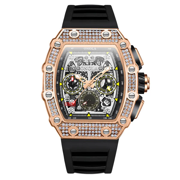 ONOLA 53mm Luxury Men's Bling Watch with Exposed Gears