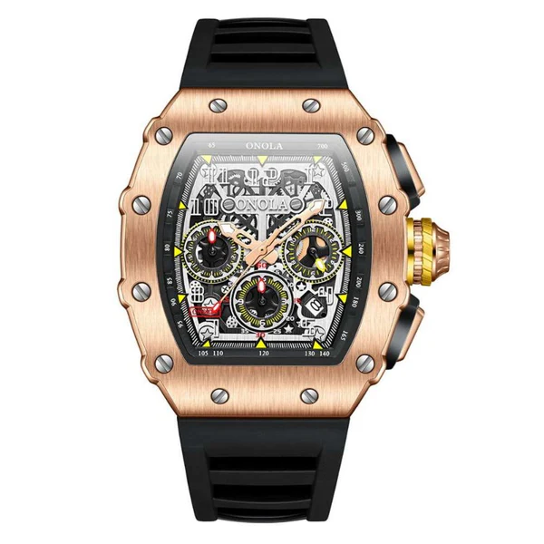 ONOLA 6826 Multifunction Quartz Skeleton Watch for Men