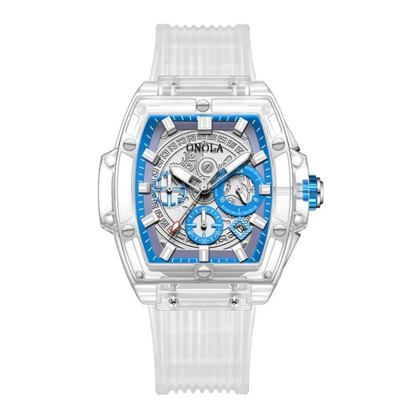 ONOLA Barrel Shaped Transparent Watch for Men